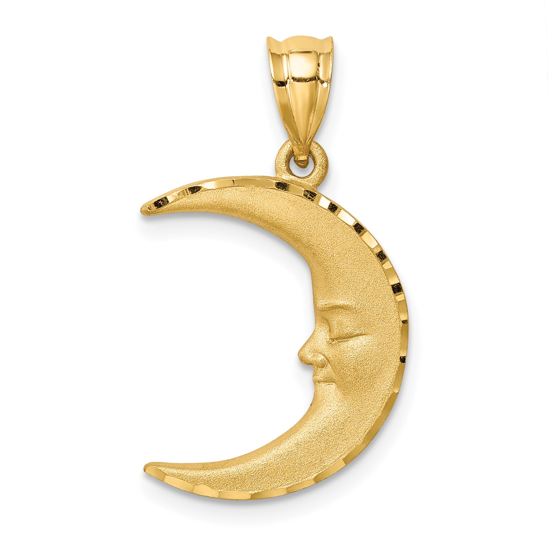 14k Satin Diamond-cut Moon Pendant Main image