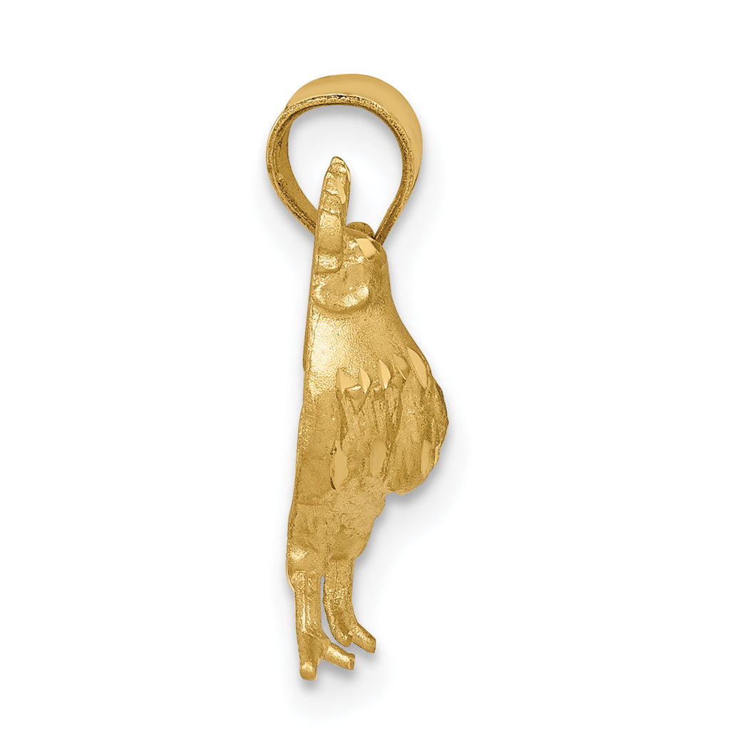 14k Satin D/C Rooster Pendant