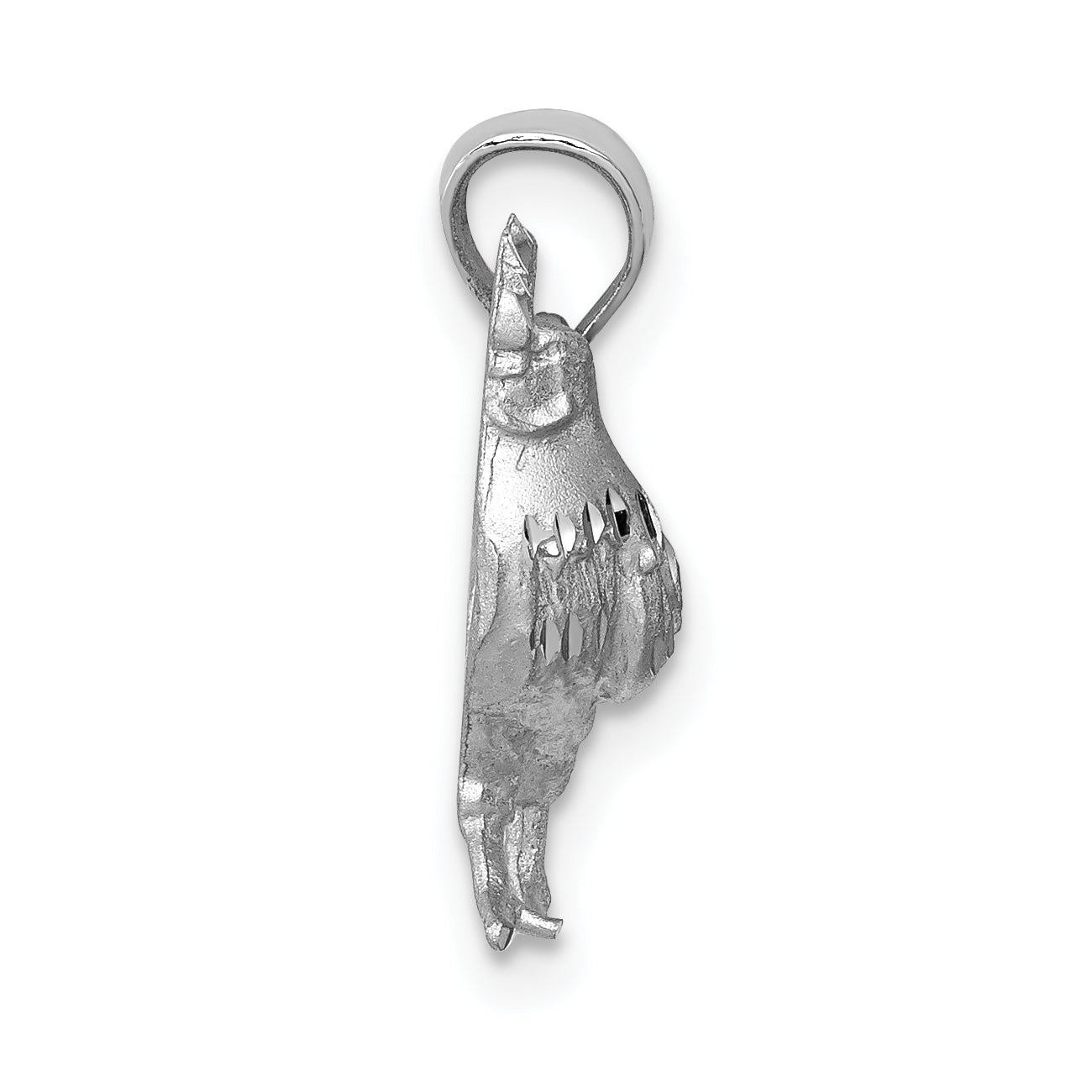 14k White Gold Satin Diamond-cut Rooster Pendant Secondary image