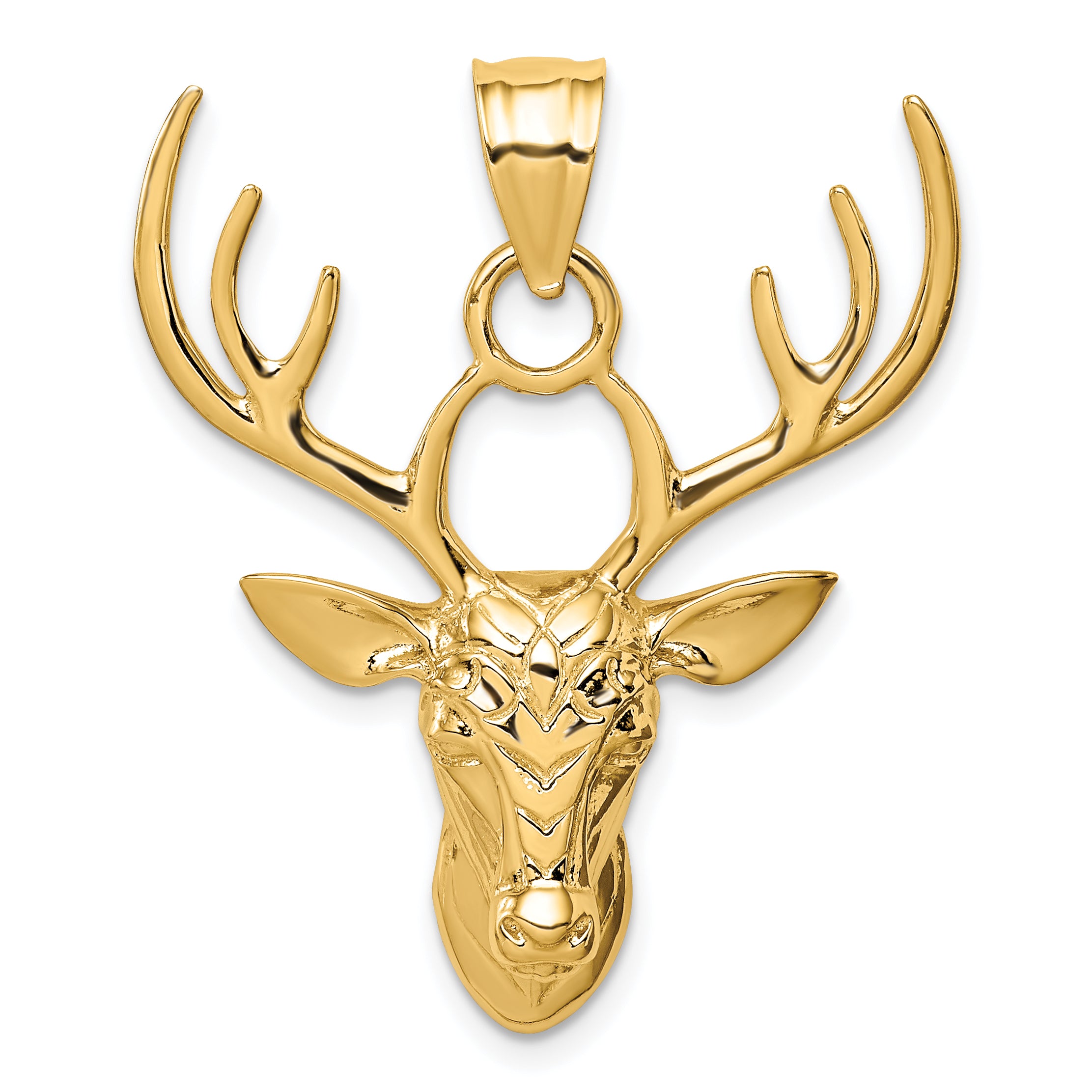 14K Polished Deer Head Pendant Main image