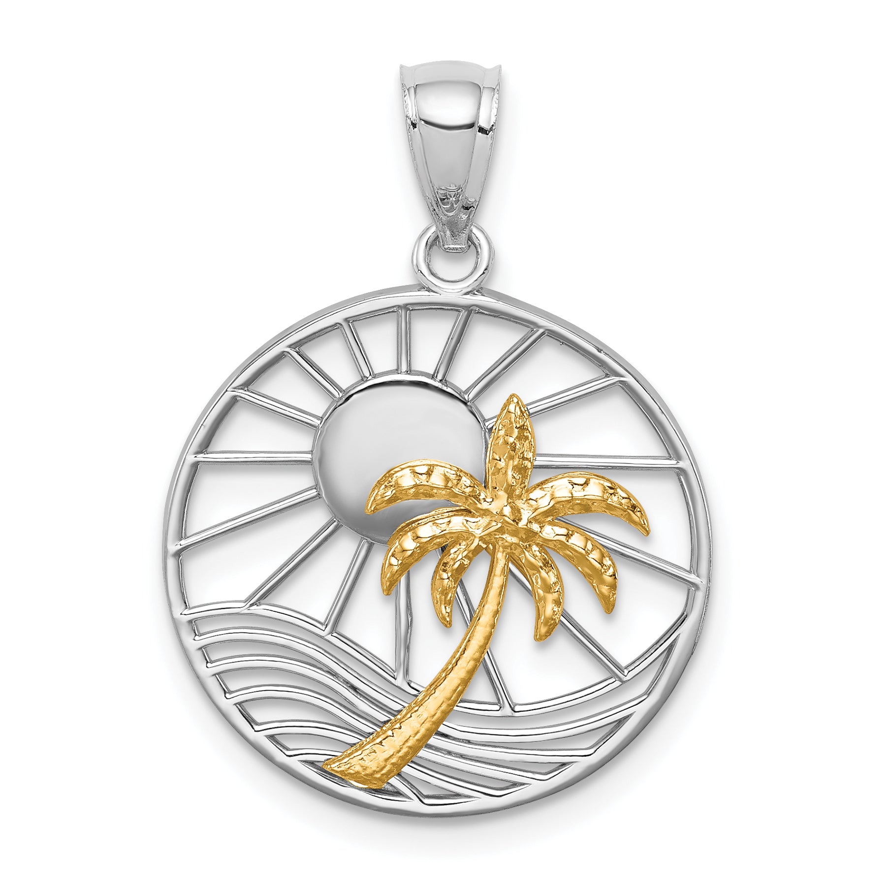 14K Two-tone Polished Sunset Pendant Main image