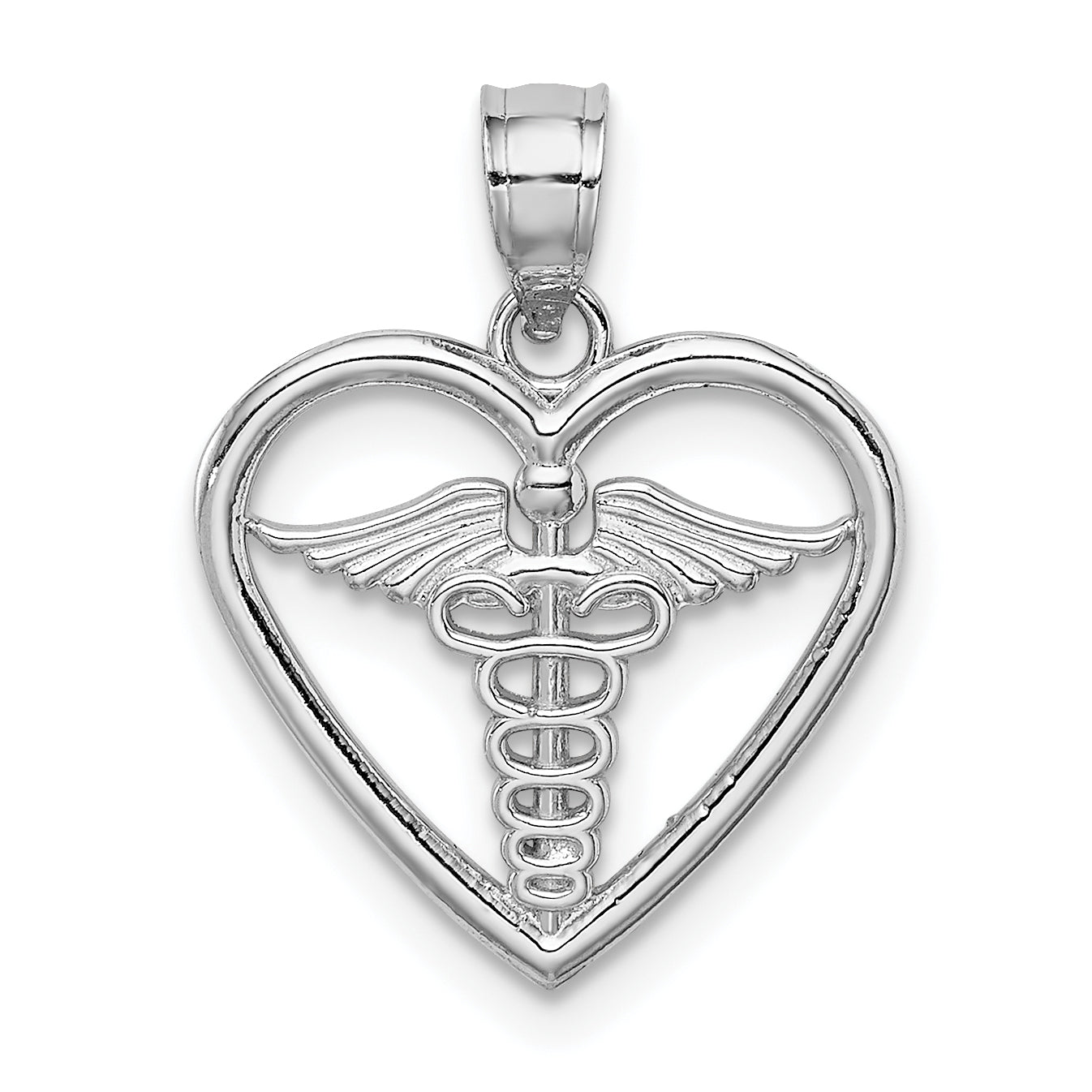 14K White Polished Medical Heart Pendant Main image