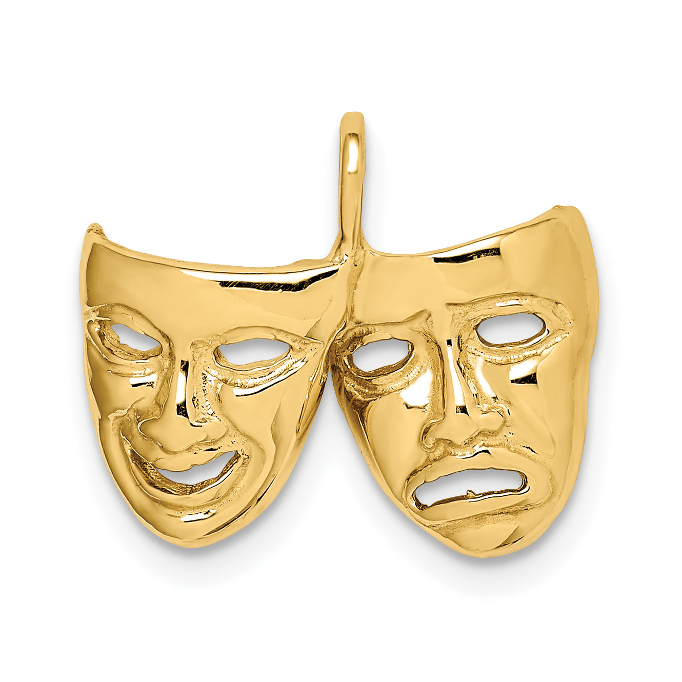 14K Polished Comedy/Tragedy Theater Masks Pendant Main image