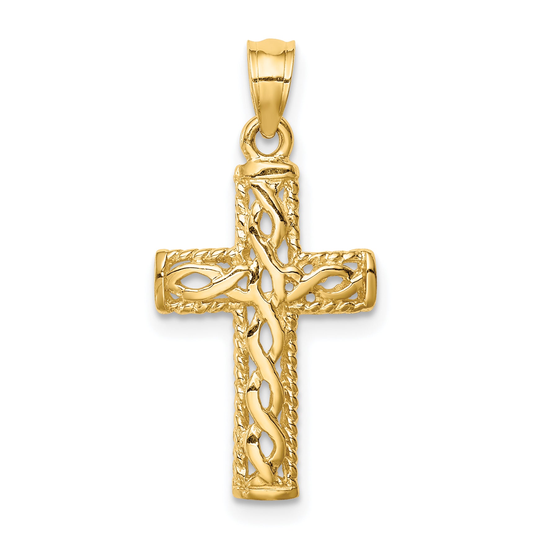 14K Polished Braided Cross Pendant Main image