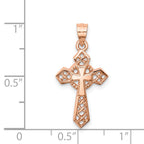 14K Rose Polished Cross Pendant