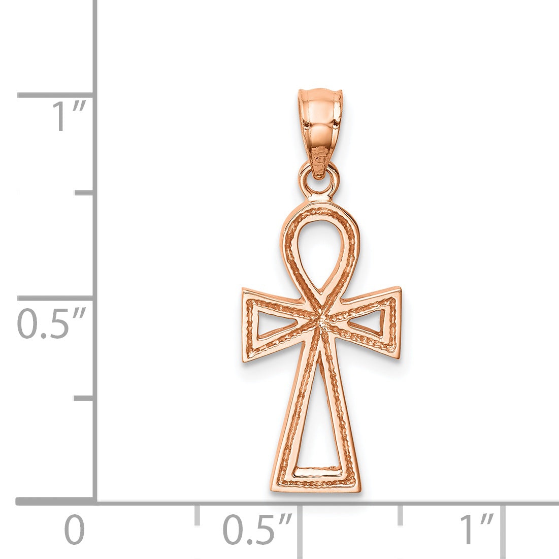 14K Rose Polished Ankh Pendant Secondary image