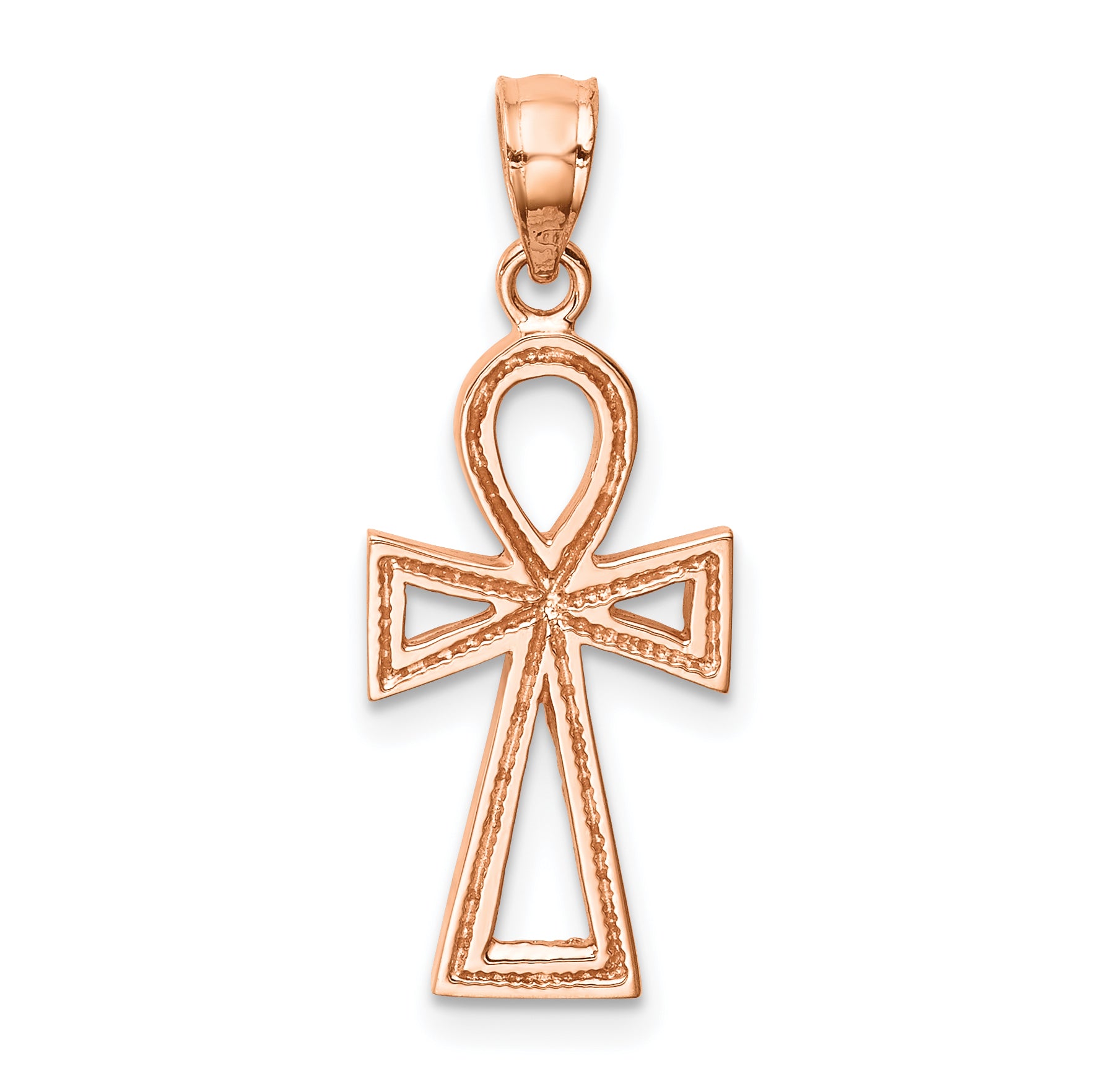 14K Rose Polished Ankh Pendant Main image