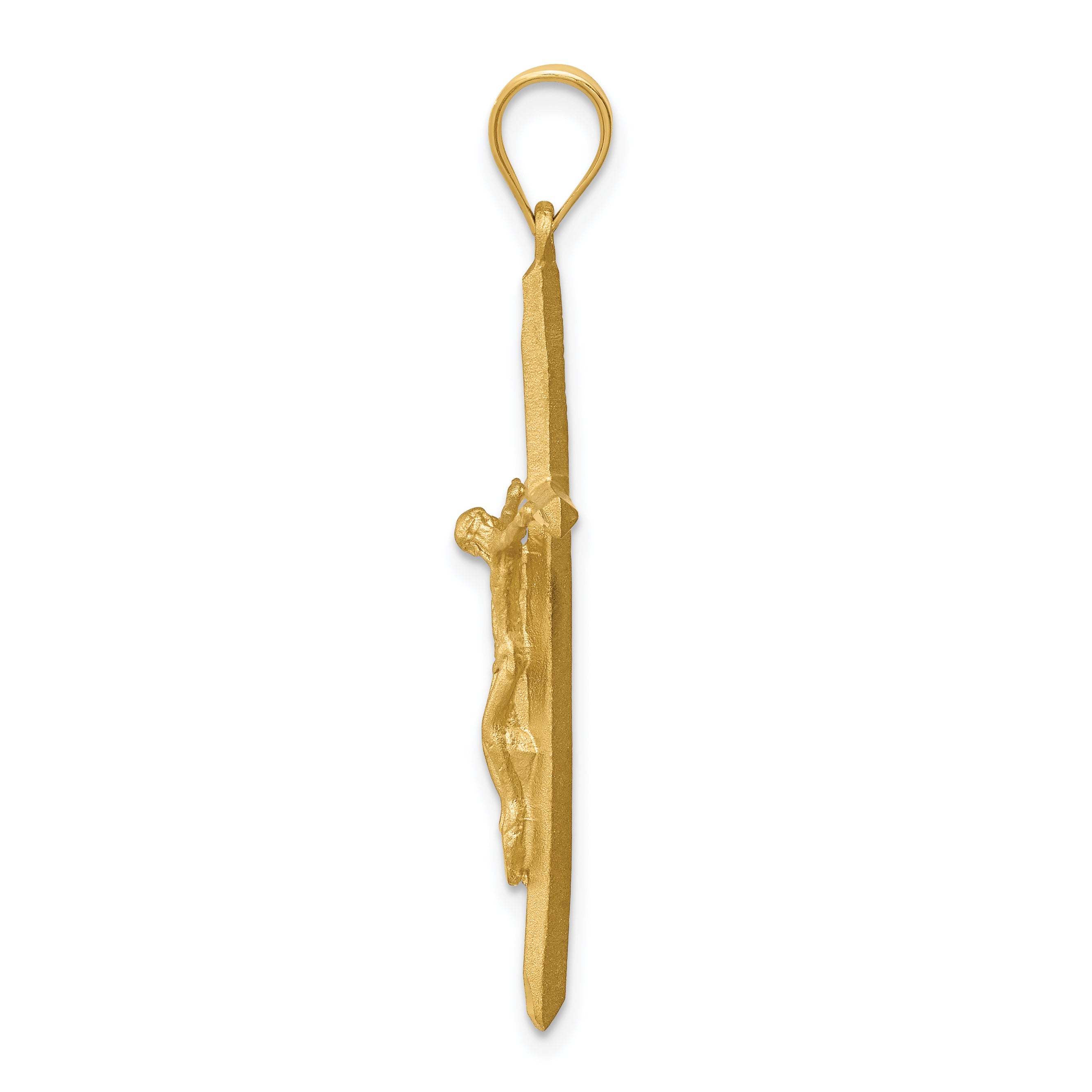 14K Brushed & Diamond-cut Crucifix Cross Pendant Secondary image