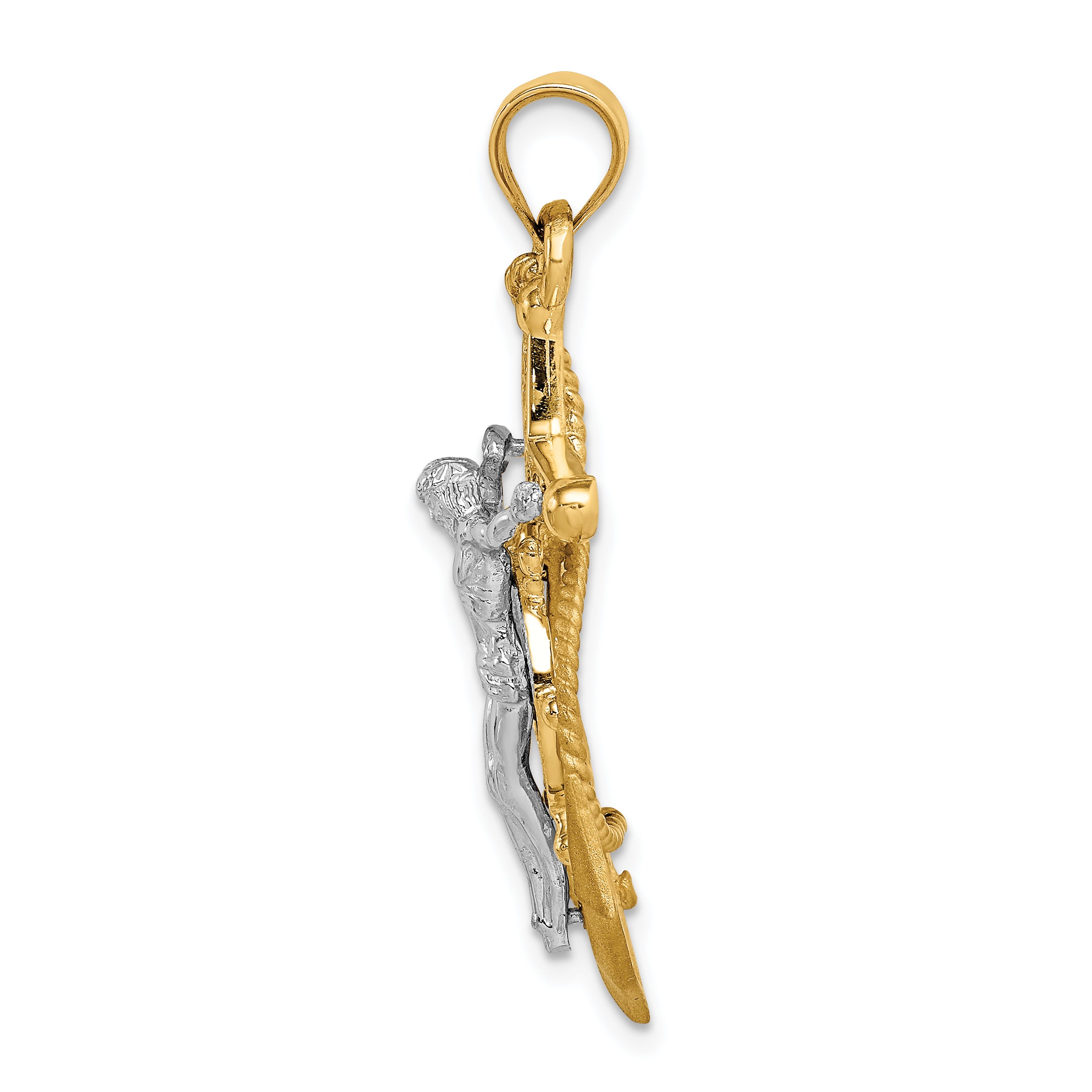 14K Two-tone Polished/Satin D/C Mariner Cross Pendant Secondary image