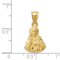 14K Brushed Diamond-Cut Jesus Pendant