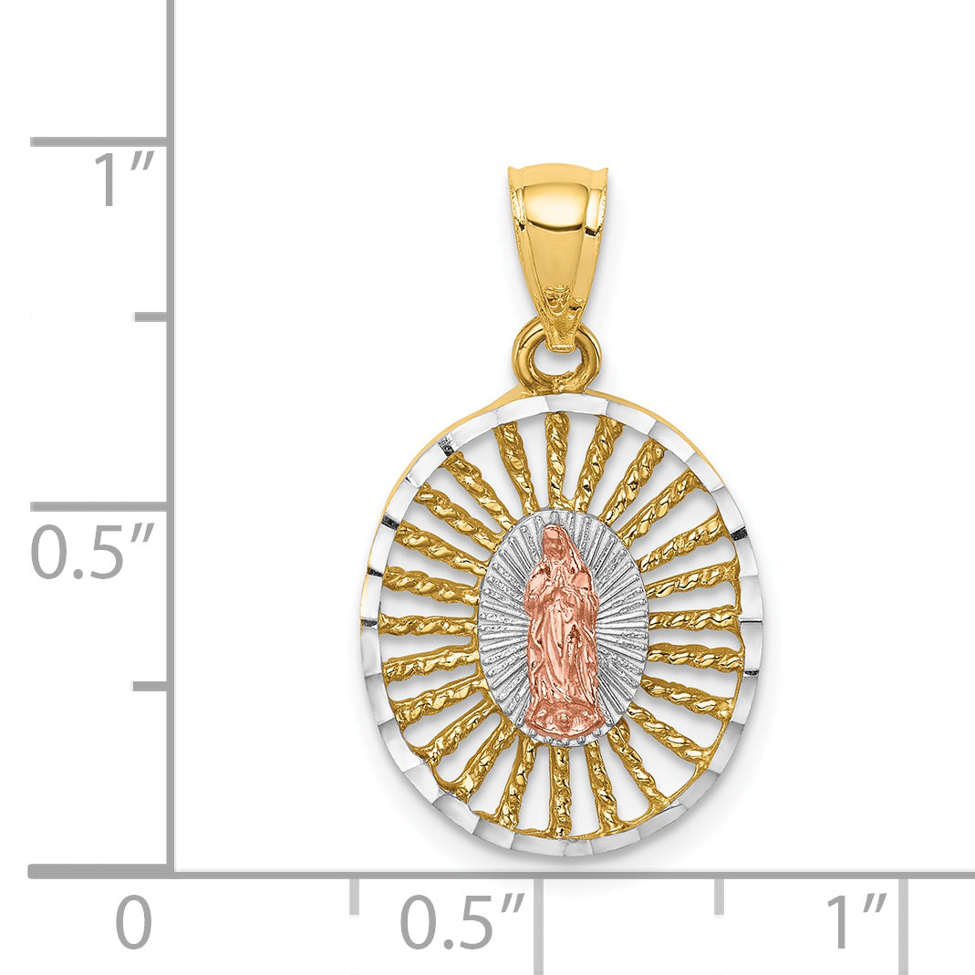 14K Two-tone & White Rhodium Polished Guadalupe Pendant