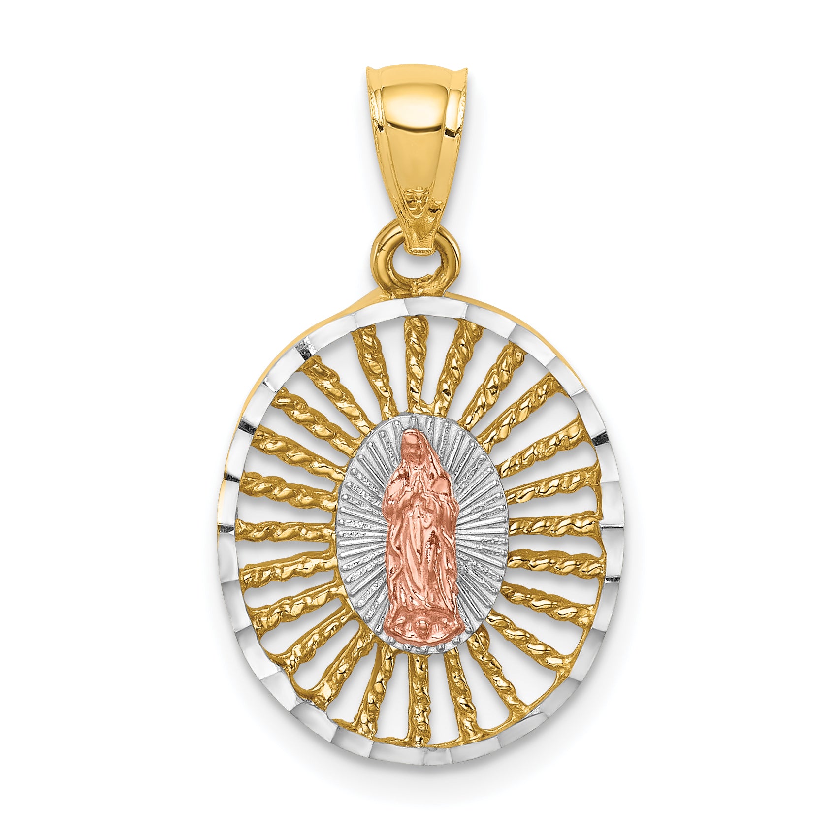 14K Two-tone & White Rhodium Polished Guadalupe Pendant Main image