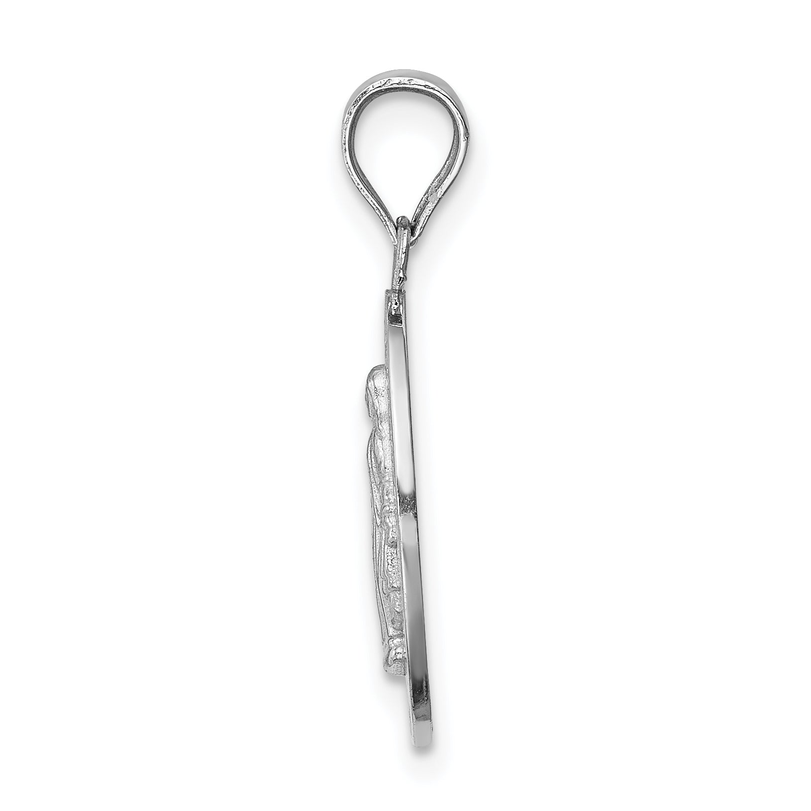 14K White Polished Miraculous Medal Pendant Secondary image