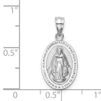 14K White Polished Miraculous Medal Pendant