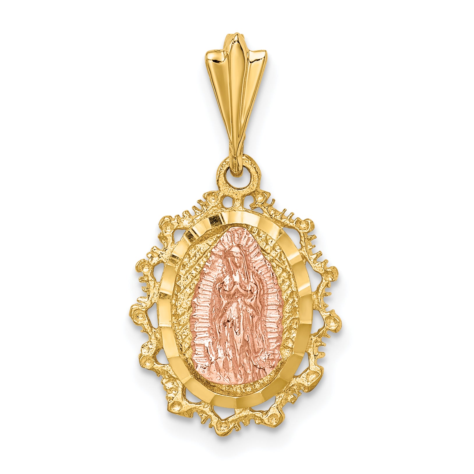 14K Two-tone Polished St. Mary Medal Pendant Main image