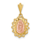 14K Two-tone Polished St. Mary Medal Pendant