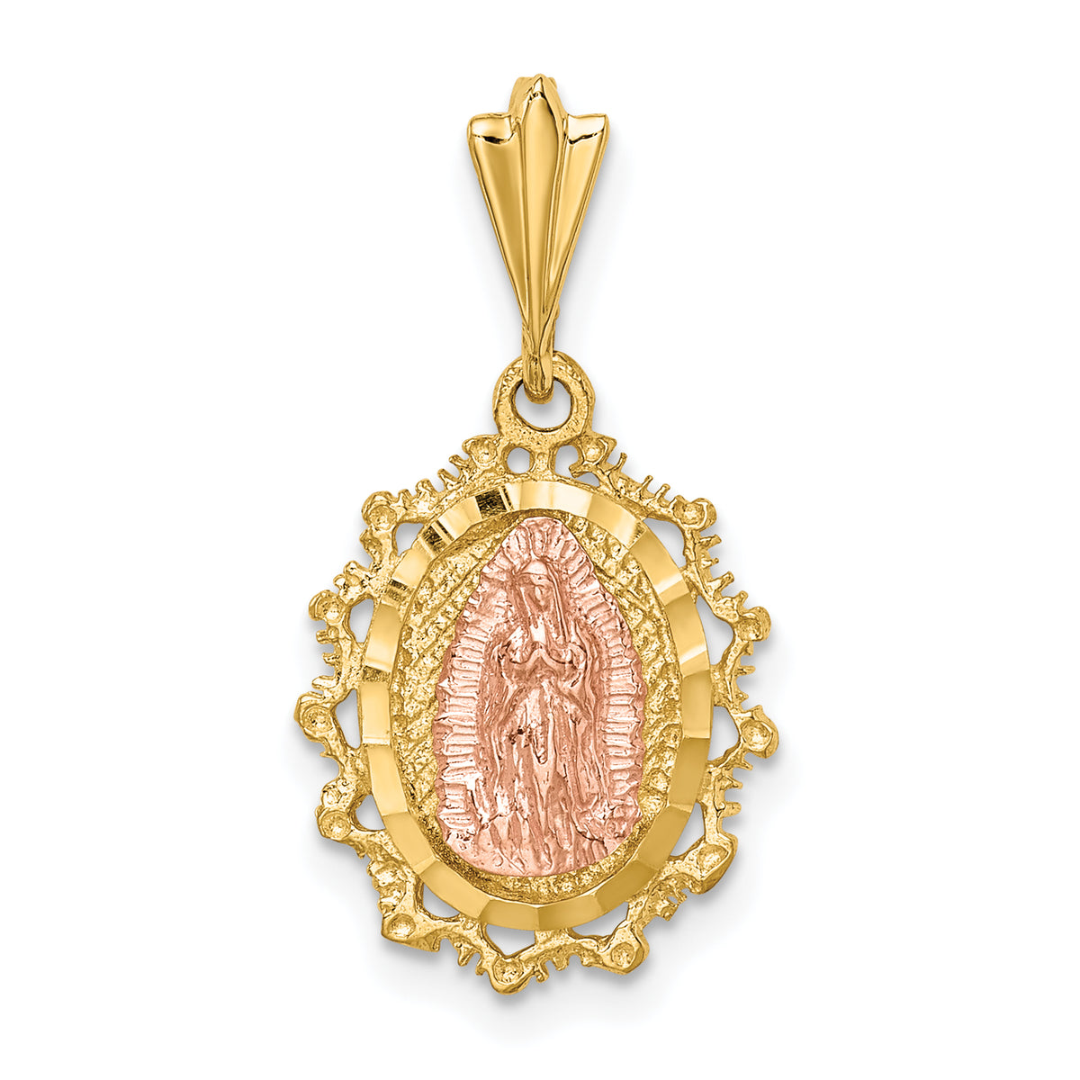 14K Two-tone Polished St. Mary Medal Pendant