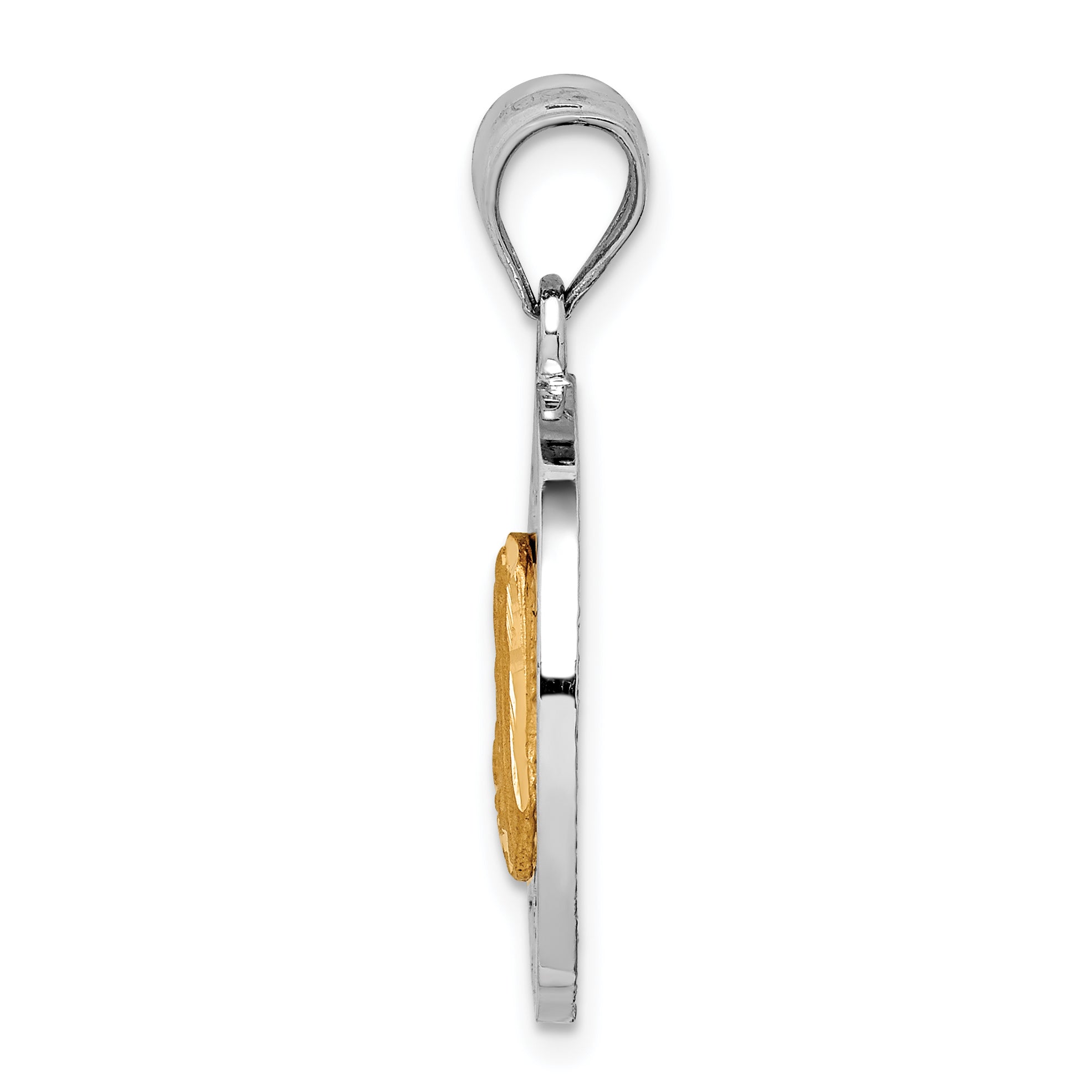 14K Two-tone Brushed & Polished Virgin D/C Mary Pendant Secondary image