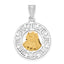 14K Two-tone Brushed & Polished Virgin D/C Mary Pendant