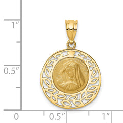 14K Brushed & Polished Virgin Mary Pendant