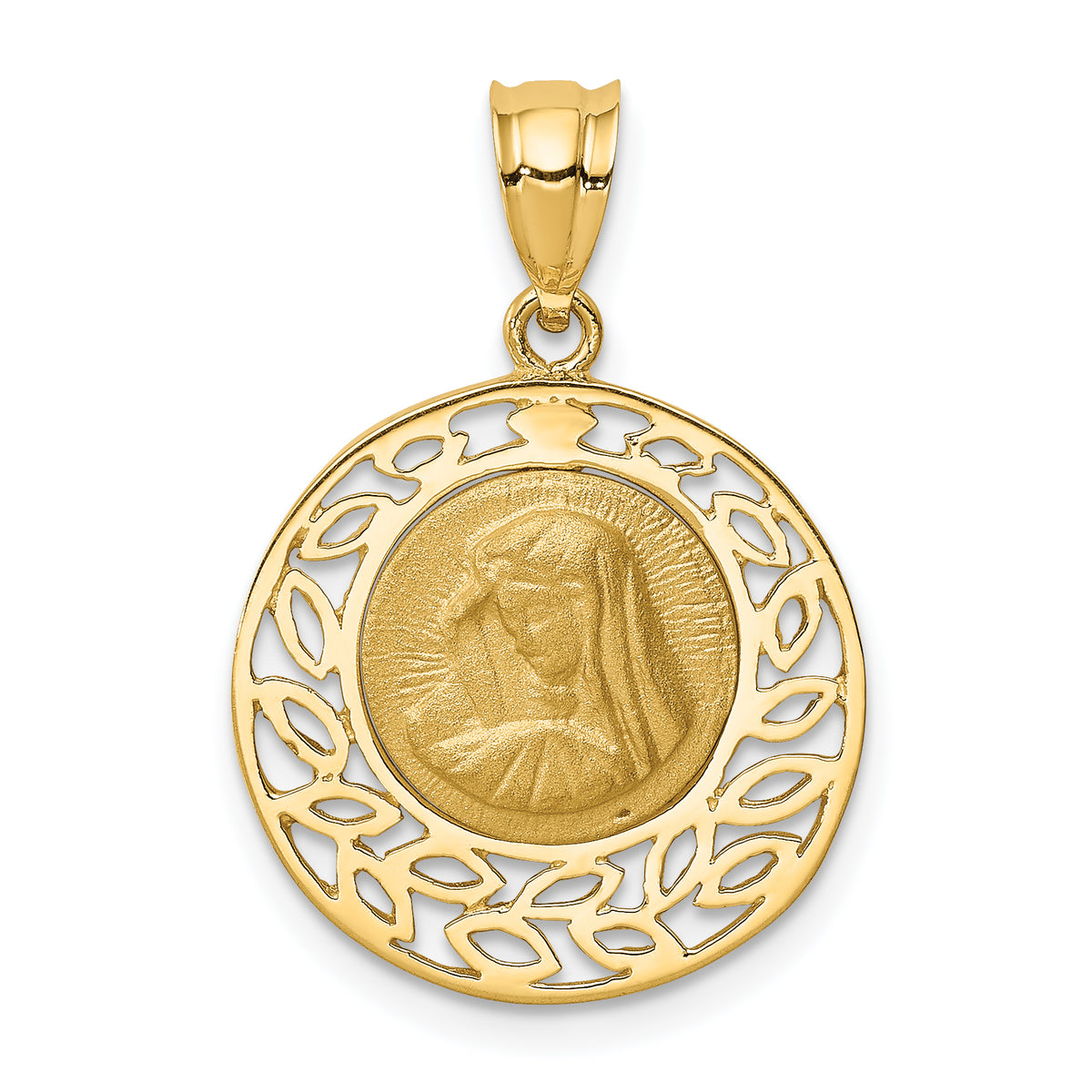 14K Brushed & Polished Virgin Mary Pendant