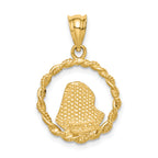 14K Brushed & Polished Diamond-cut Virgin Mary Pendant