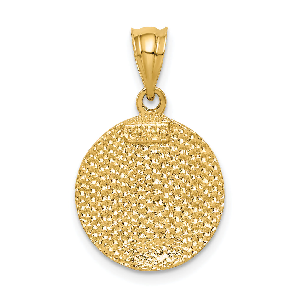 14K Brushed Diamond-Cut Virgin Mary Pendant