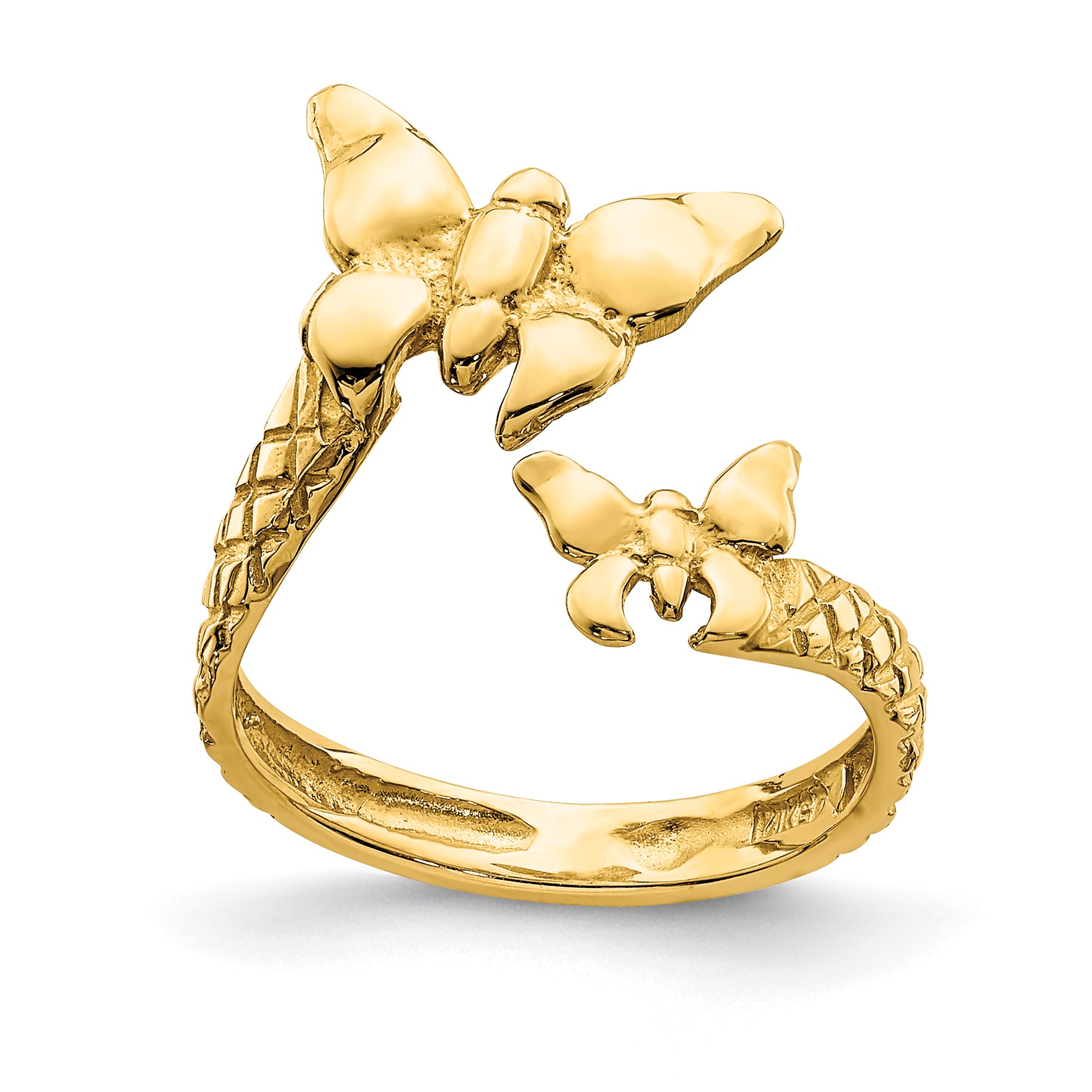 14K Polished & Textured Butterfly Toe Ring Main image