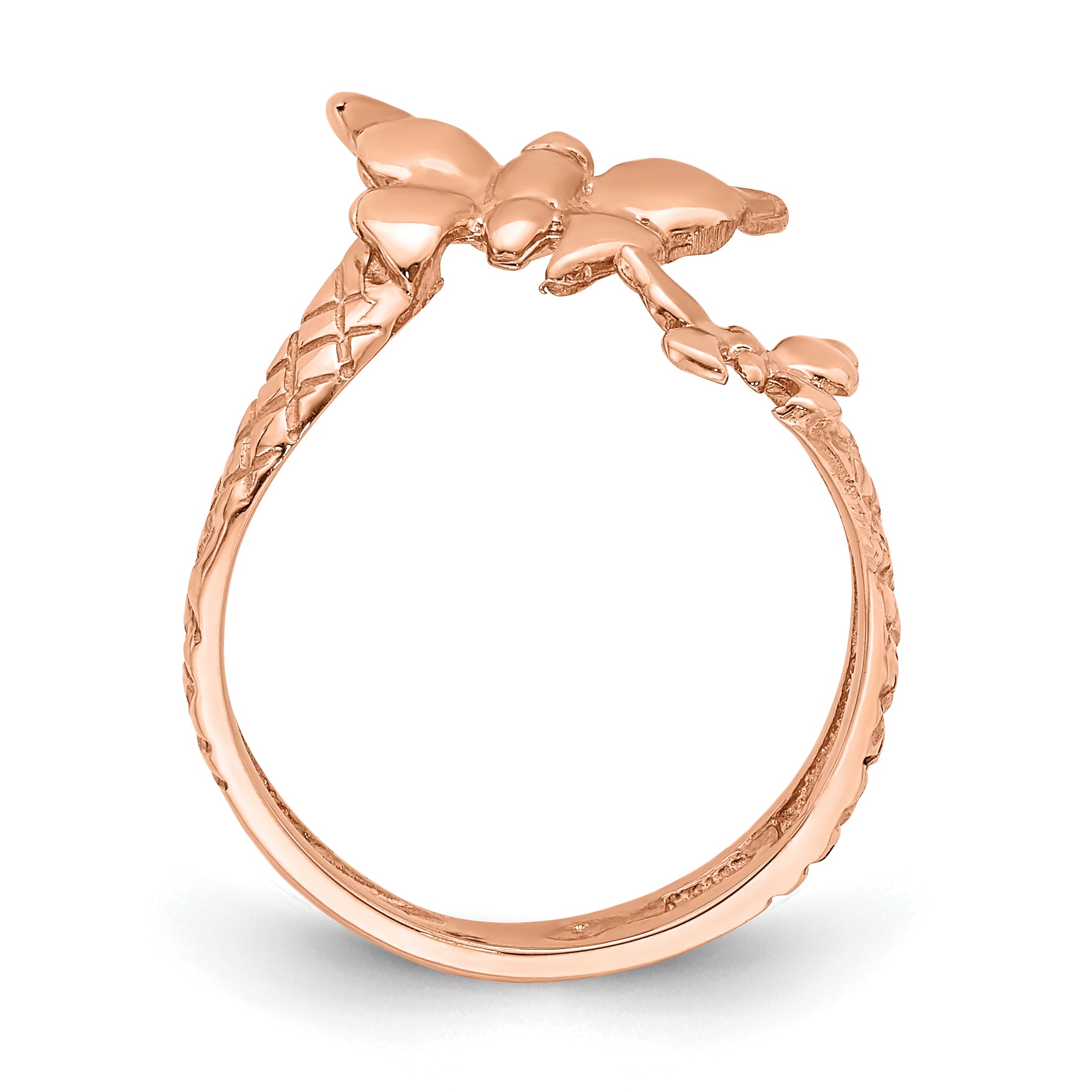 14K Rose Polished & Textured Butterfly Toe Ring Secondary image