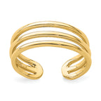 14K Polished 3 Row Toe Ring