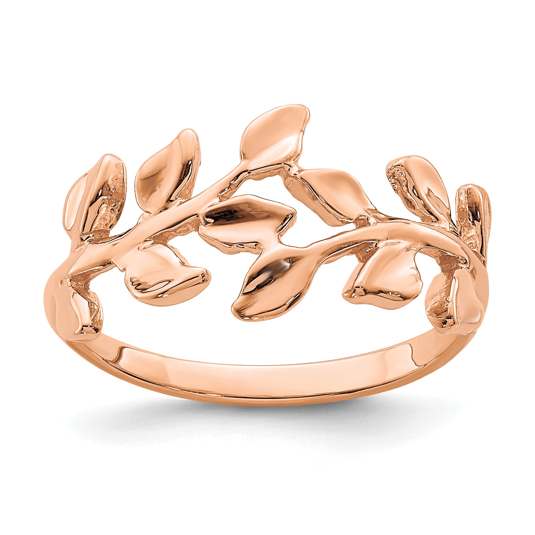14K Rose Polished Leaf Ring Main image