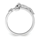 14K White Polished INRI Crucifix Ring