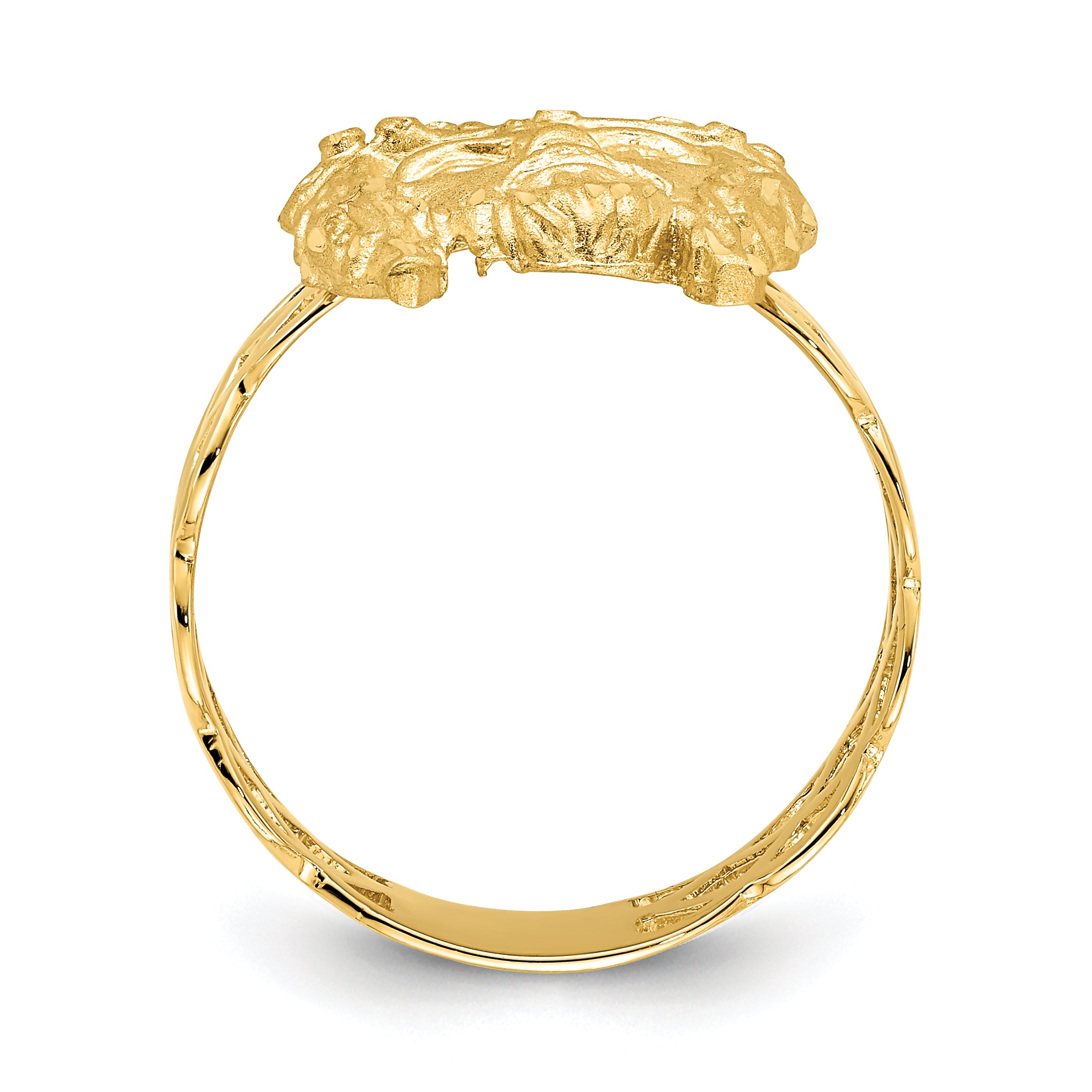 14K Brushed & Polished D/C Jesus Head Ring Secondary image