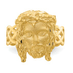 14K Brushed & Polished D/C Jesus Head Ring