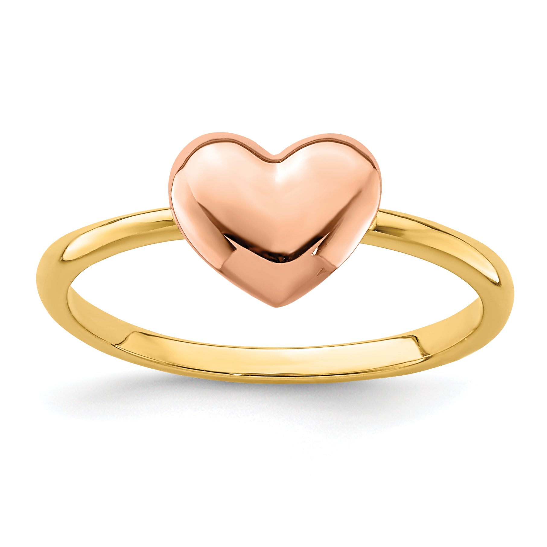 14K Two-tone Polished Heart Ring