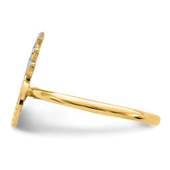 14K and White Rhodium Polished Pineapple Ring