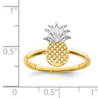14K and White Rhodium Polished Pineapple Ring