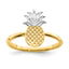 14K and White Rhodium Polished Pineapple Ring