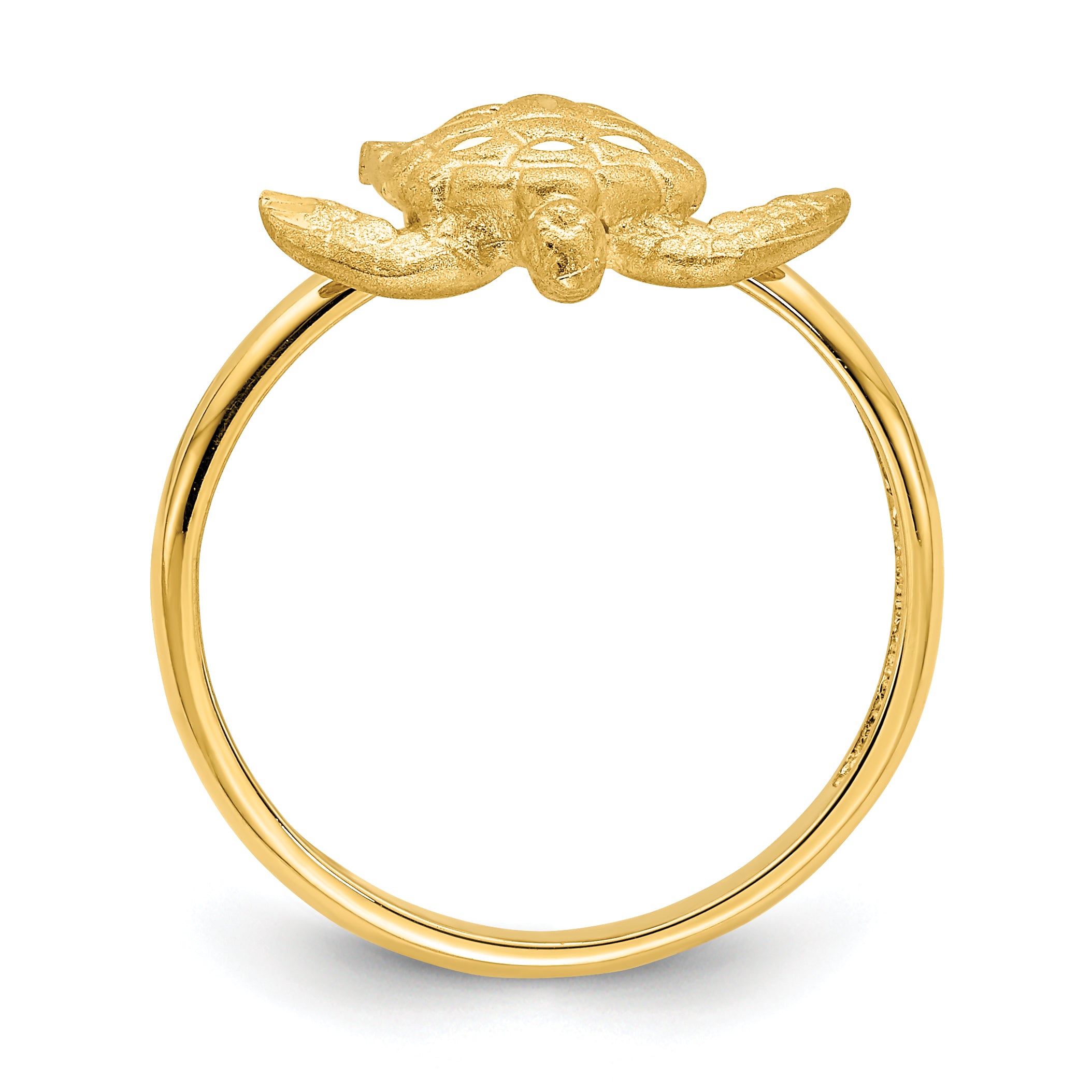14K Brushed & Polished D/C Turtle Ring