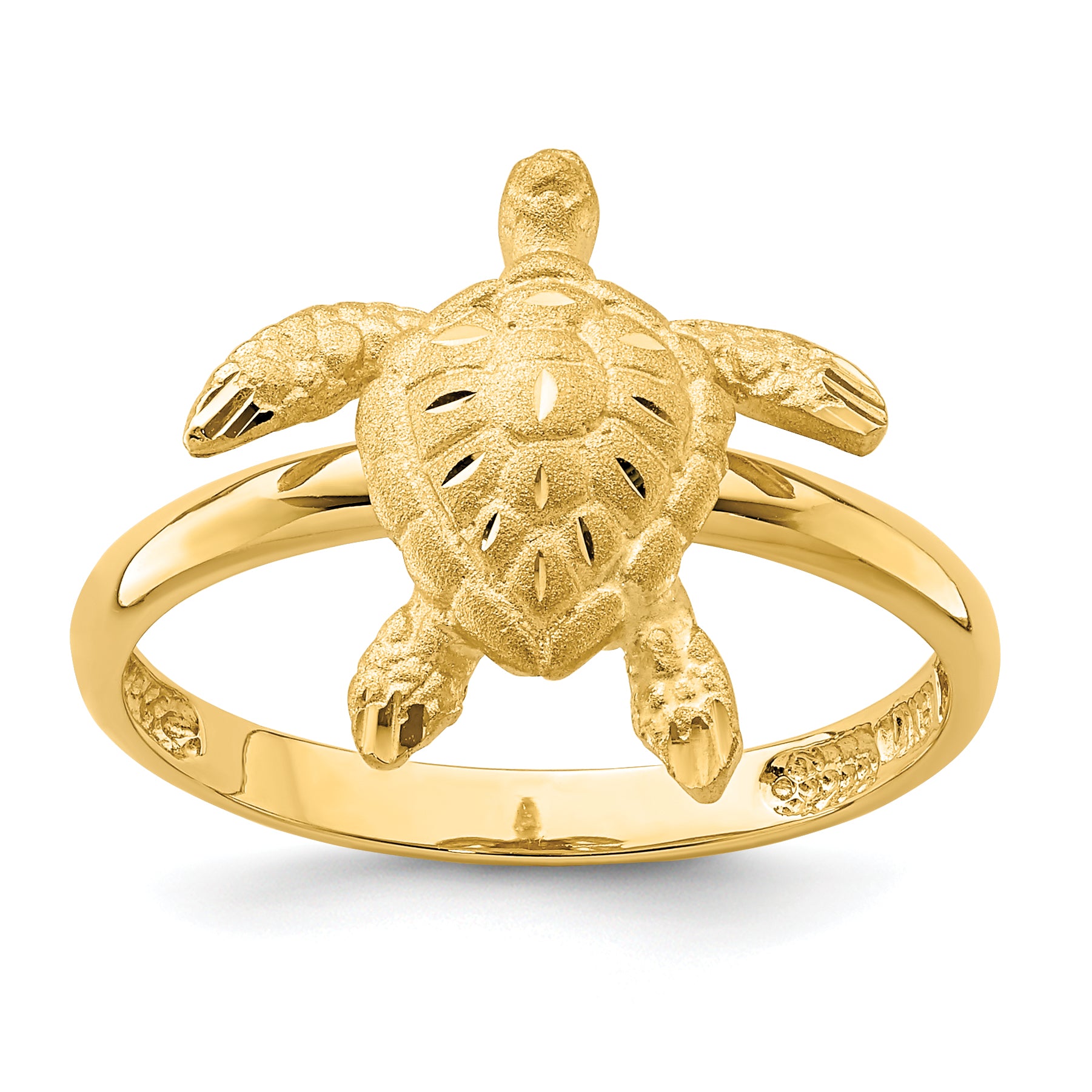 14K Brushed & Polished D/C Turtle Ring Main image