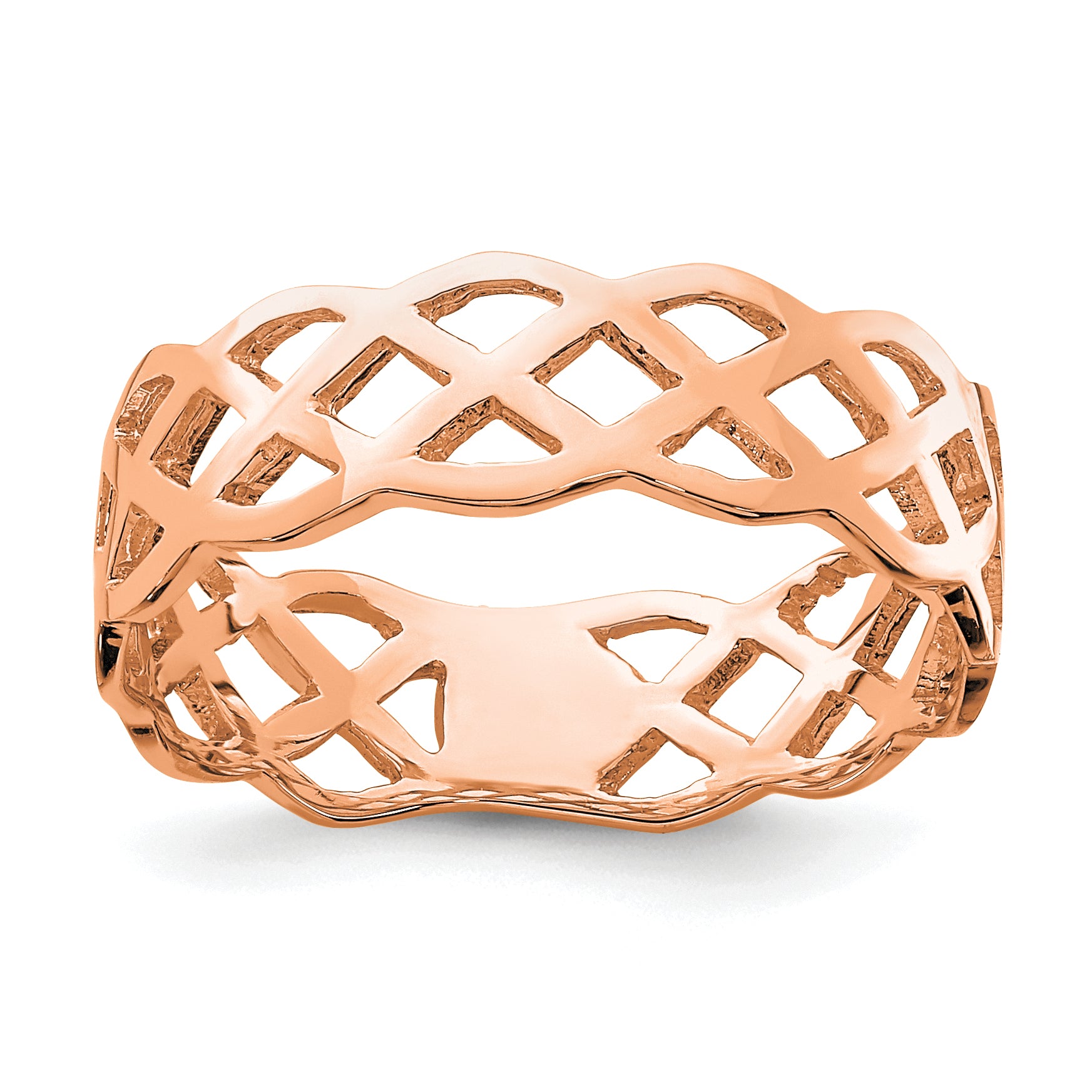 14K Rose Polished Weave Ring Main image