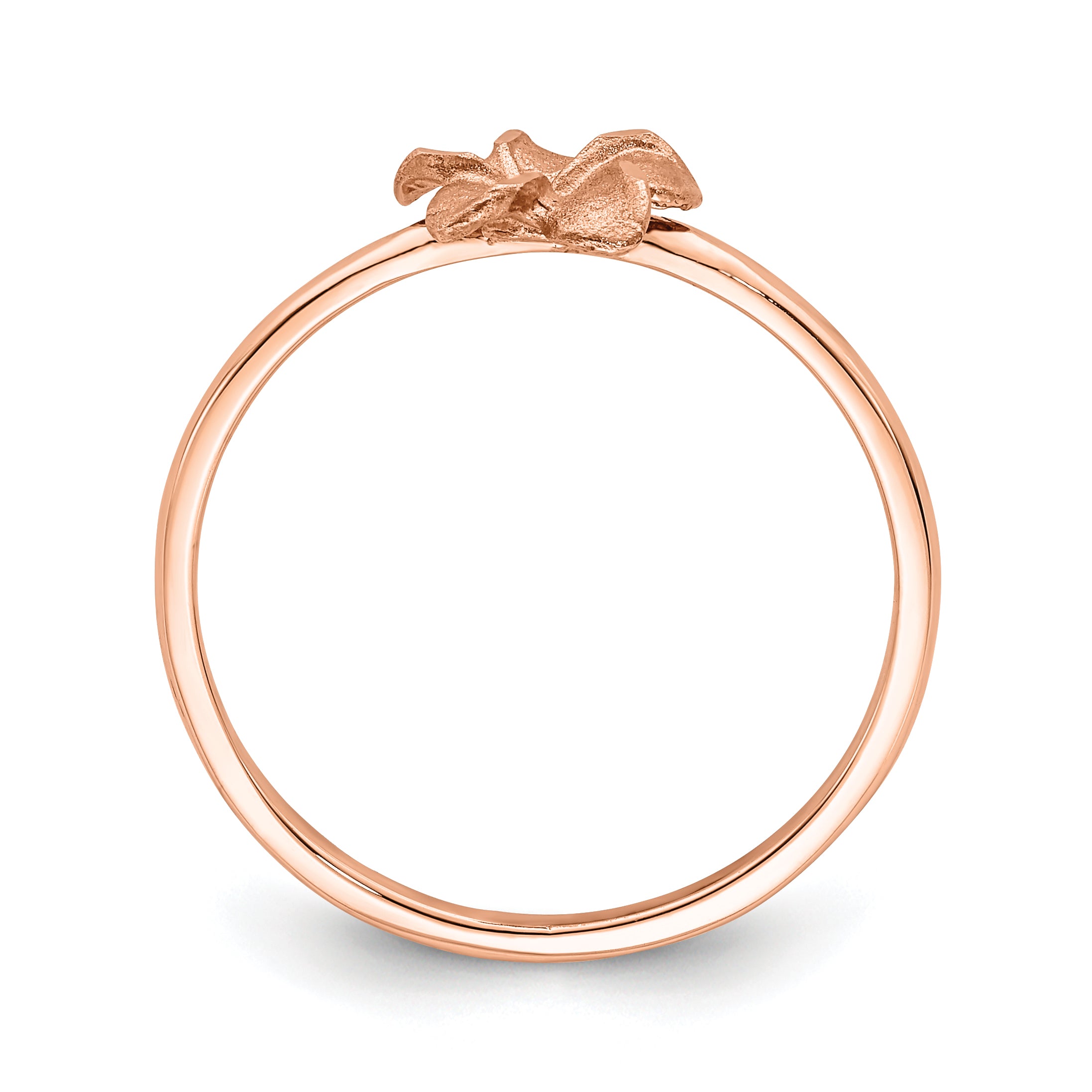 14k Rose Brushed & Polished D/C Plumeria Ring Secondary image