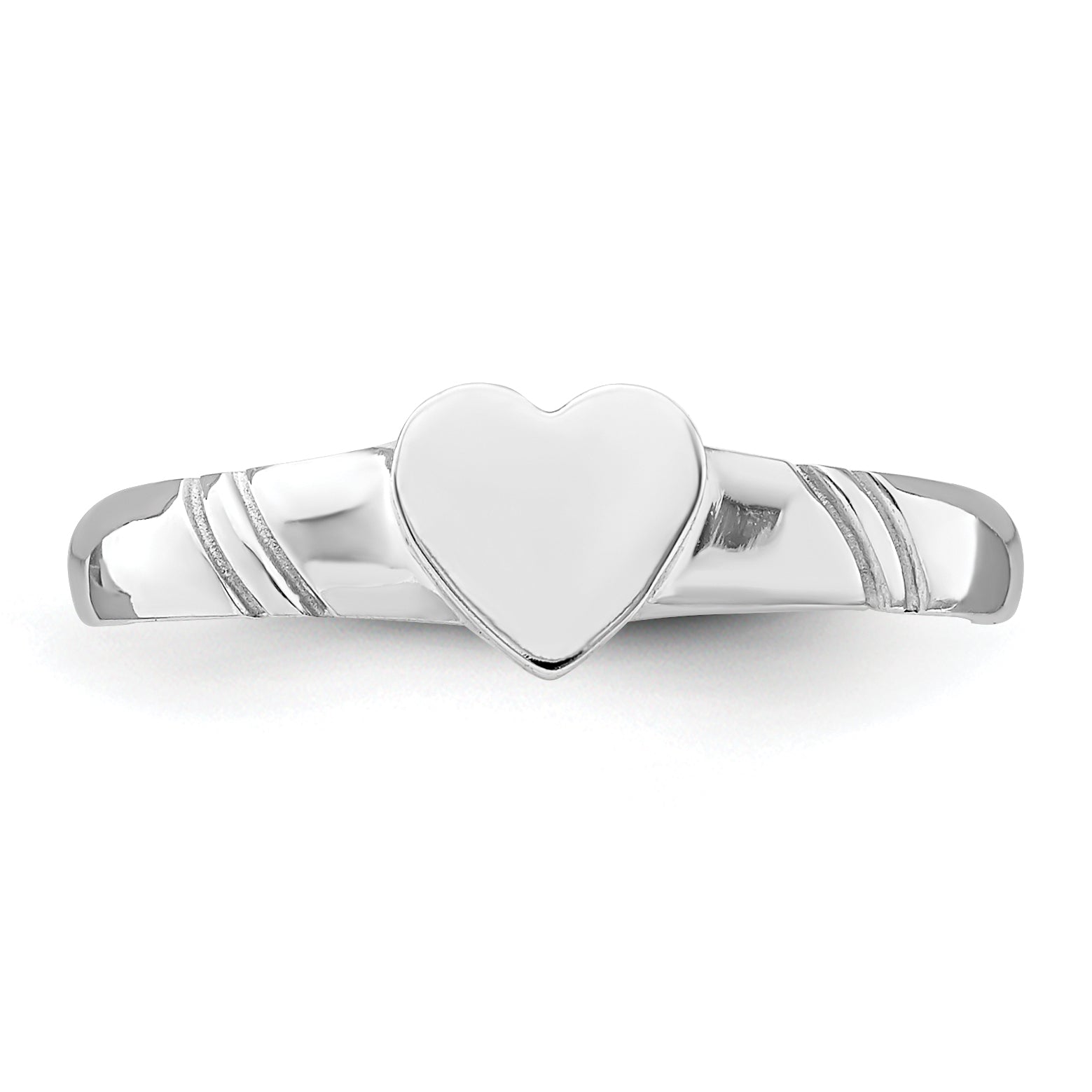 14K White Polished Heart Children's Ring