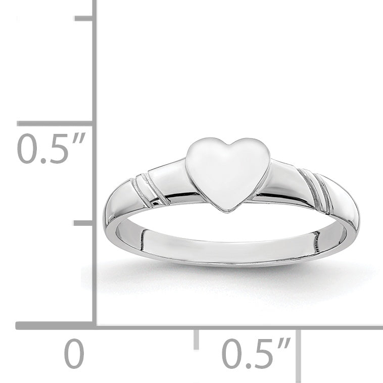 14K White Polished Heart Children's Ring