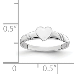 14K White Polished Heart Children's Ring