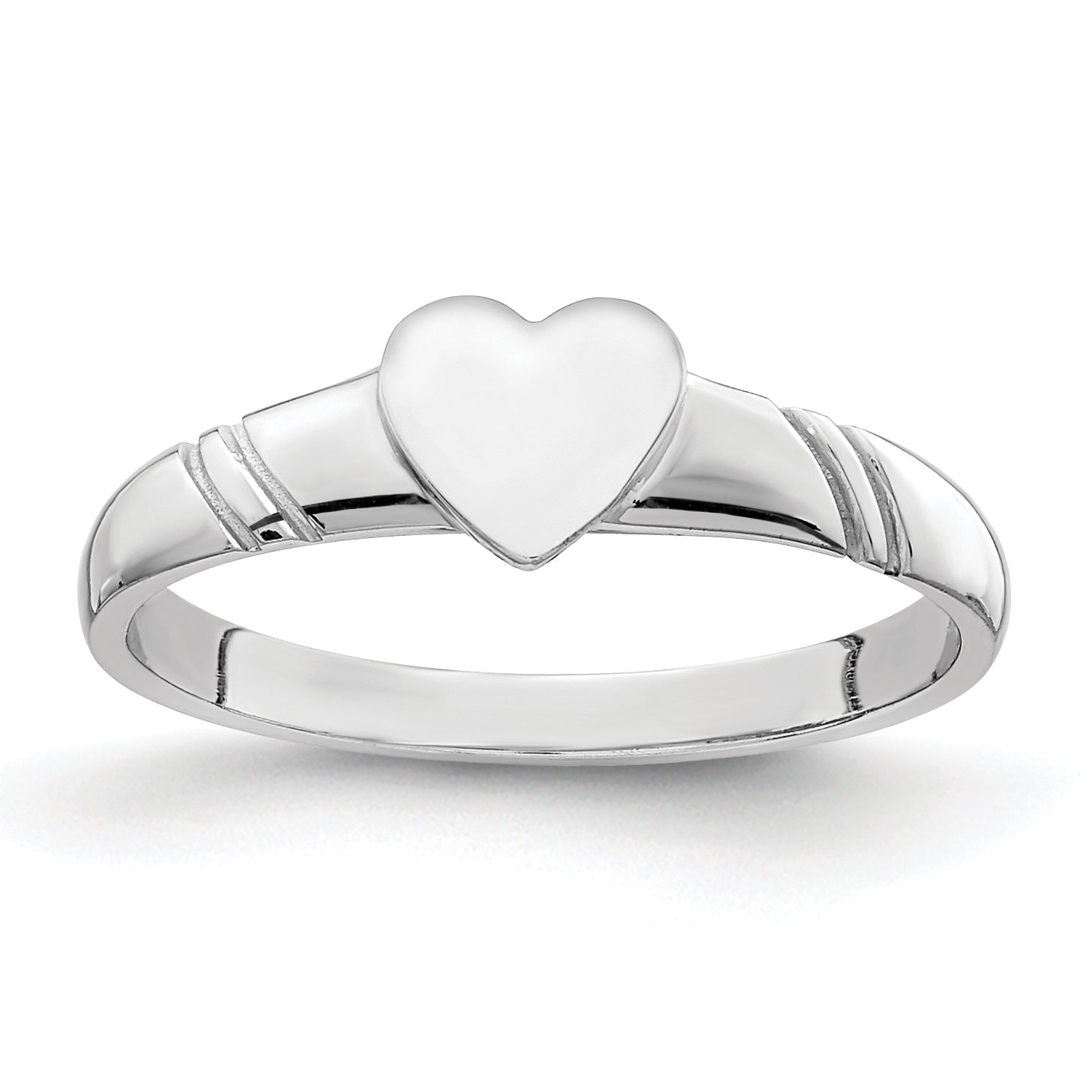 14K White Polished Heart Children's Ring