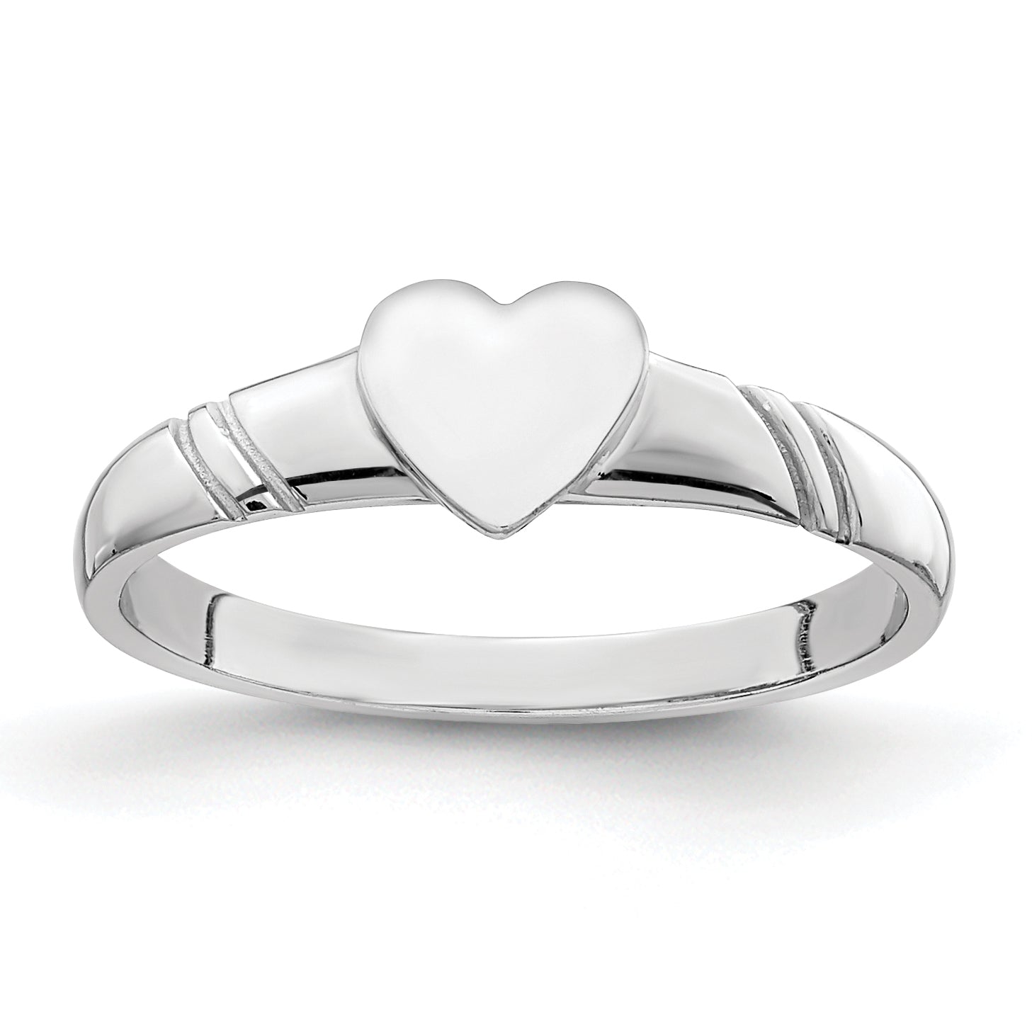 14K White Polished Heart Children's Ring Main image
