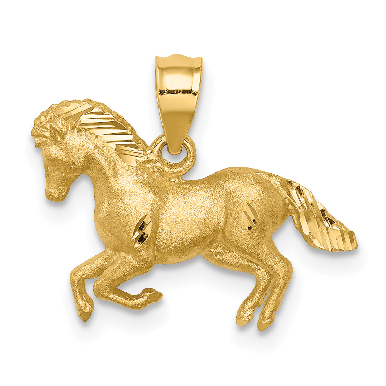 14K Brushed and Diamond-cut Horse Pendant Main image