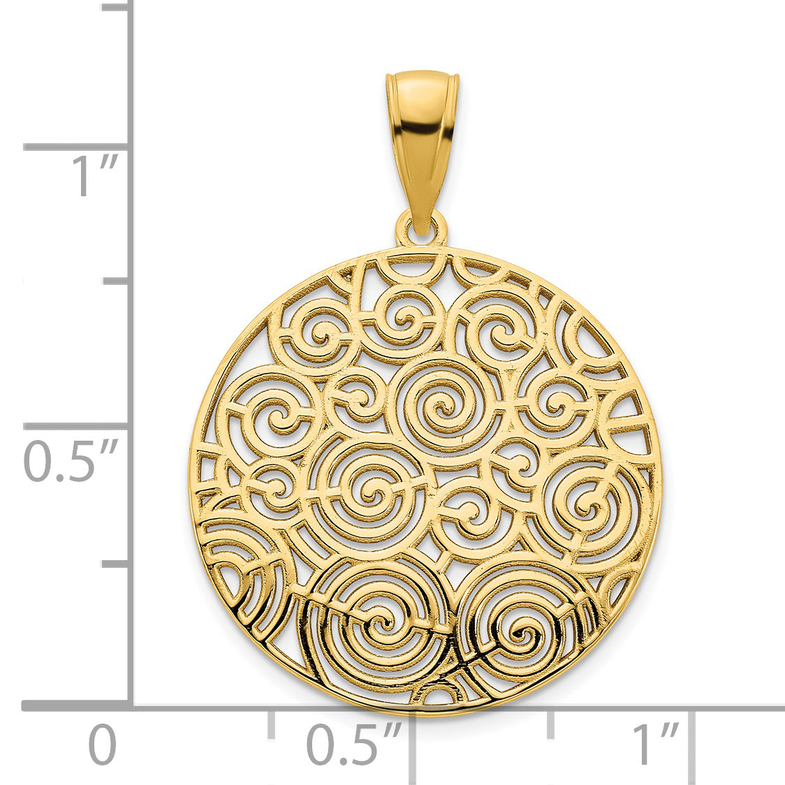 14k Fancy Filigree Disc Pendant