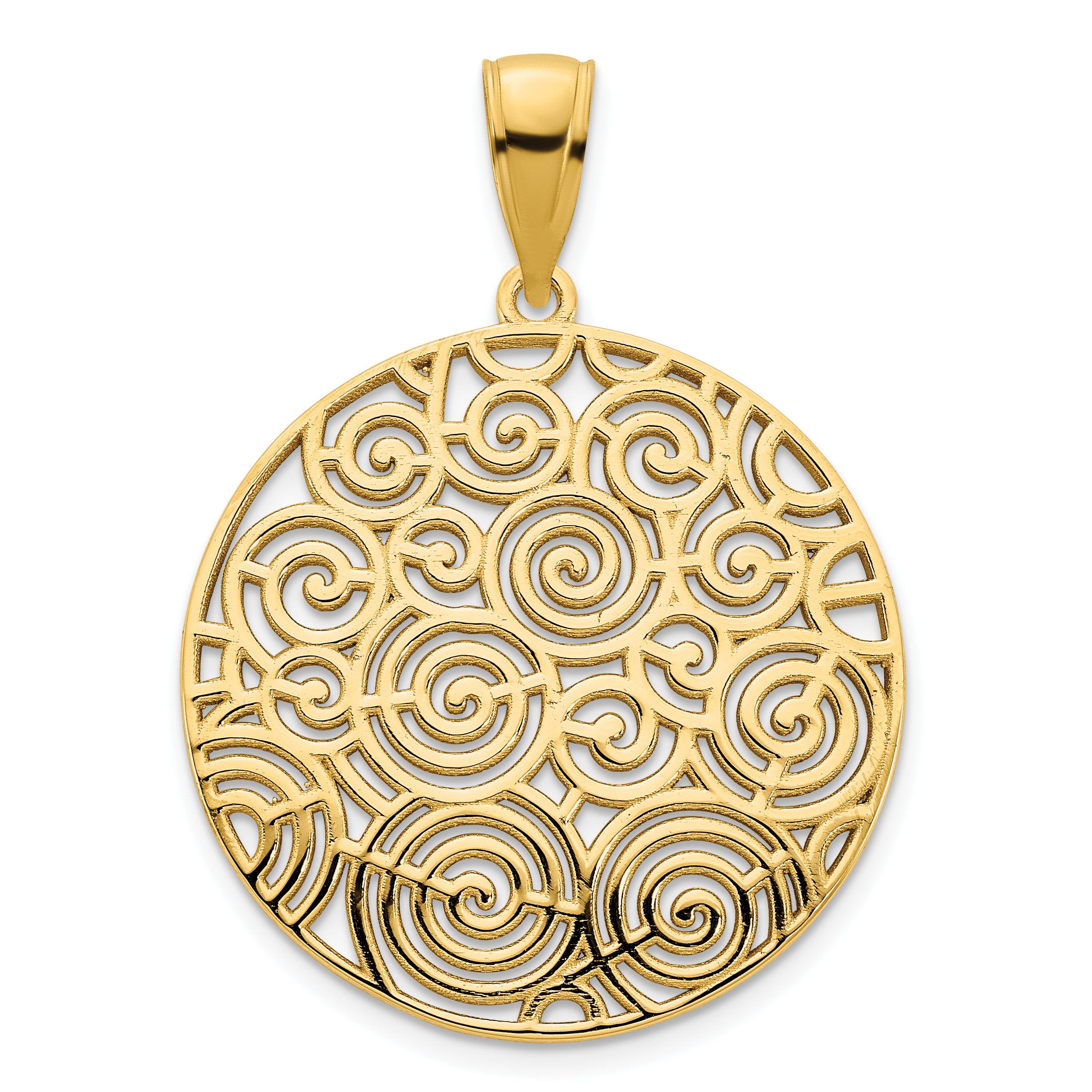 14k Fancy Filigree Disc Pendant